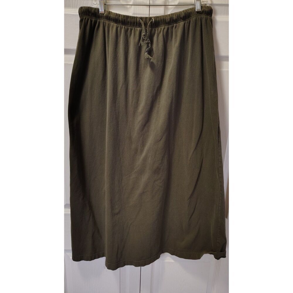 VTG St. John's Bay Olive Green Knit Midi Skirt XL‎